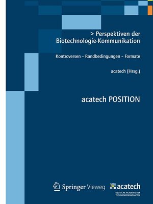 cover image of Perspektiven der Biotechnologie-Kommunikation